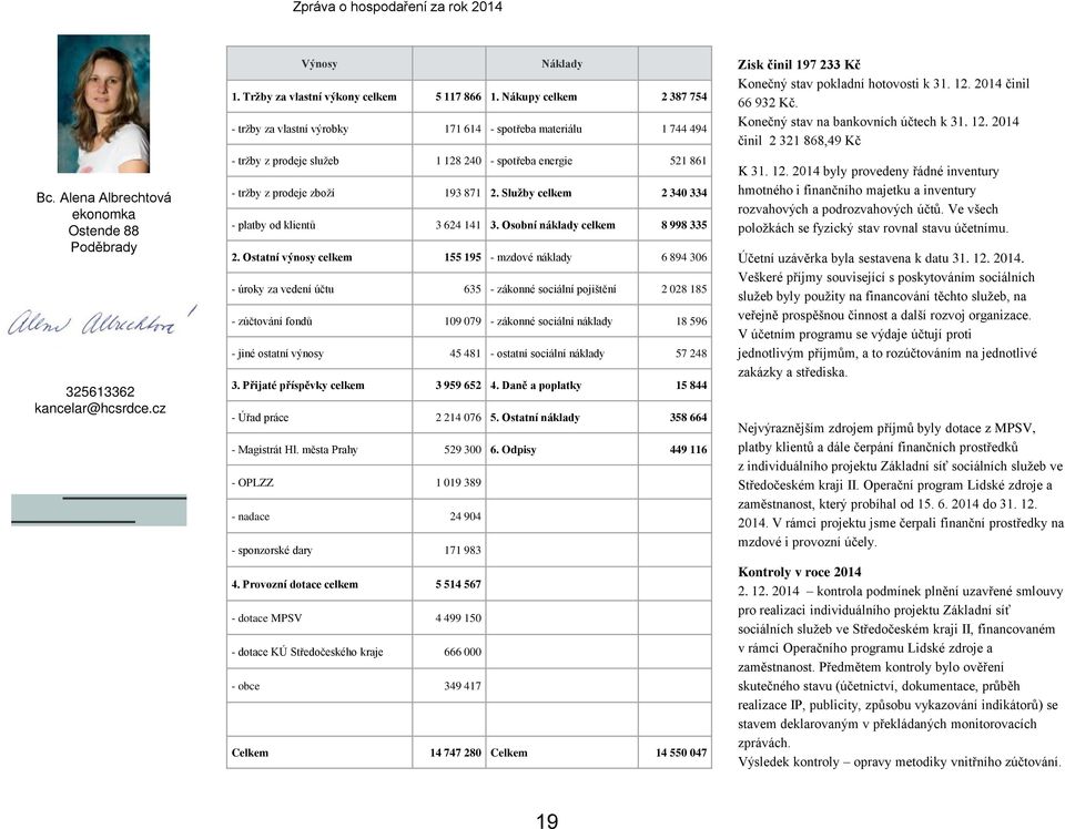 Služby celkem 2 340 334 - platby od klientů 3 624 141 3. Osobní náklady celkem 8 998 335 2.