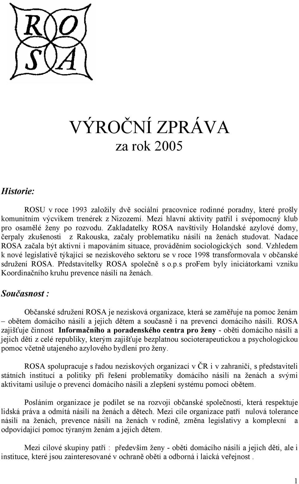 Zakladatelky ROSA navštívily Holandské azylové domy, čerpaly zkušenosti z Rakouska, začaly problematiku násilí na ženách studovat.