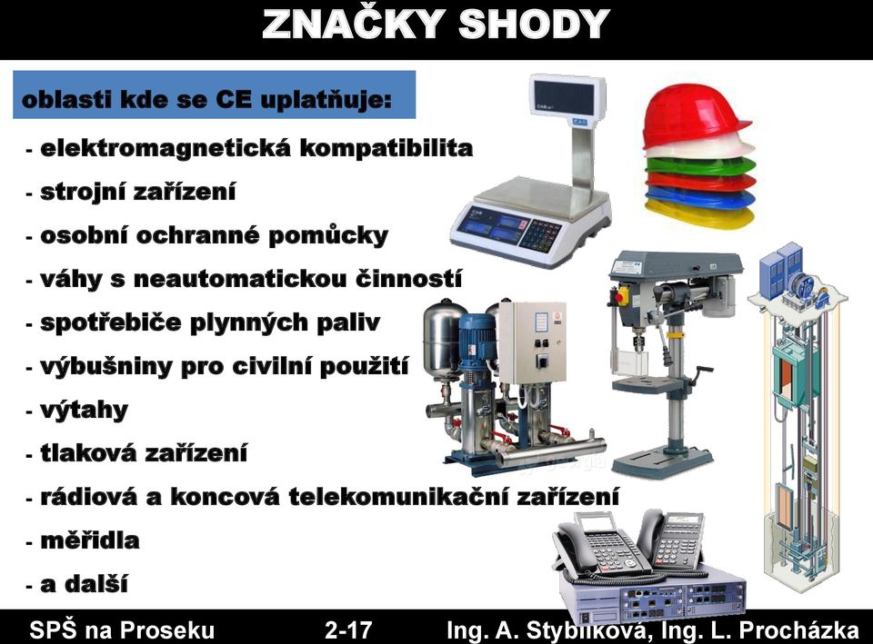 zařízení - osobní ochranné pomůcky - váhy s neautomatickou činností - spotřebiče plynných