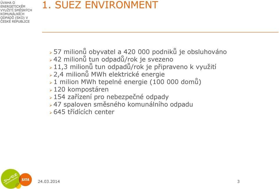 elektrické energie 1 milion MWh tepelné energie (100 000 domů) 120 kompostáren 154 zařízení