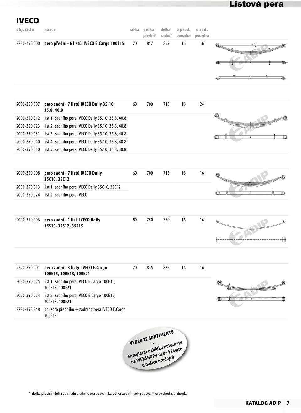 zadního pera IVECO Daily 35.10, 35.8, 40.8 2000-350 050 list 5. zadního pera IVECO Daily 35.10, 35.8, 40.8 60 700 715 16 24 2000-350 008 pero zadní - 7 listů IVECO Daily 35C10, 35C12 2000-350 013 list 1.