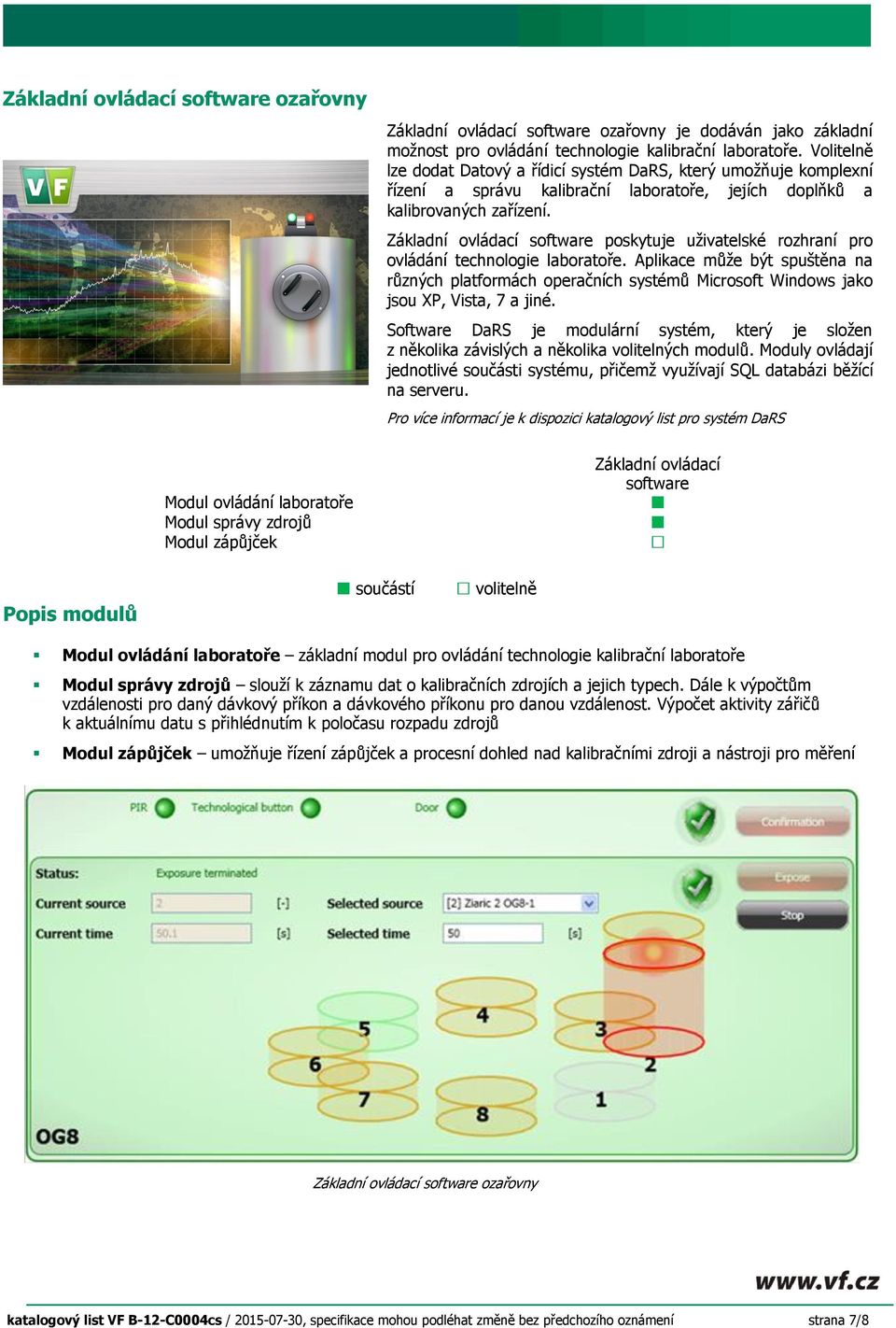 Základní ovládací software poskytuje uživatelské rozhraní pro ovládání technologie laboratoře.