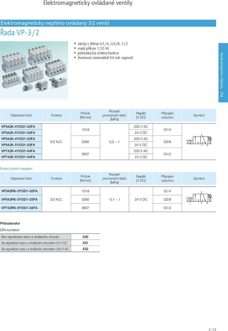 Připojení vzduchu VP34K-4YOD1-0FA VP34K-5YOD1-0FA 1018 30 V AC 