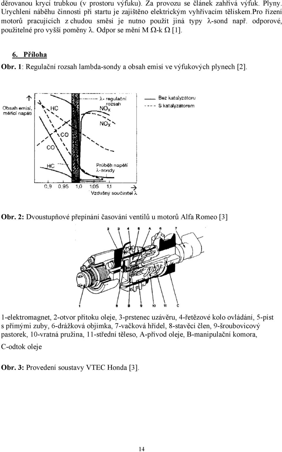 1: Regulační rozsah lambda-sondy a obsah emisí ve výfukových plynech [2]. Obr.