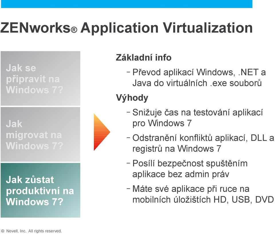 exe souborů Výhody Snižuje čas na testování aplikací pro Windows 7 Odstranění konfliktů aplikací, DLL a