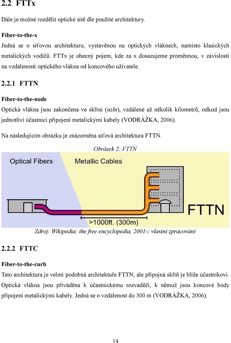 2.1 FTTN Fiber-to-the-node Optická vlákna jsou zakončena ve skříni (uzlu), vzdálené až několik kilometrů, odkud jsou jednotliví účastnící připojeni metalickými kabely (VODRÁŽKA, 2006).