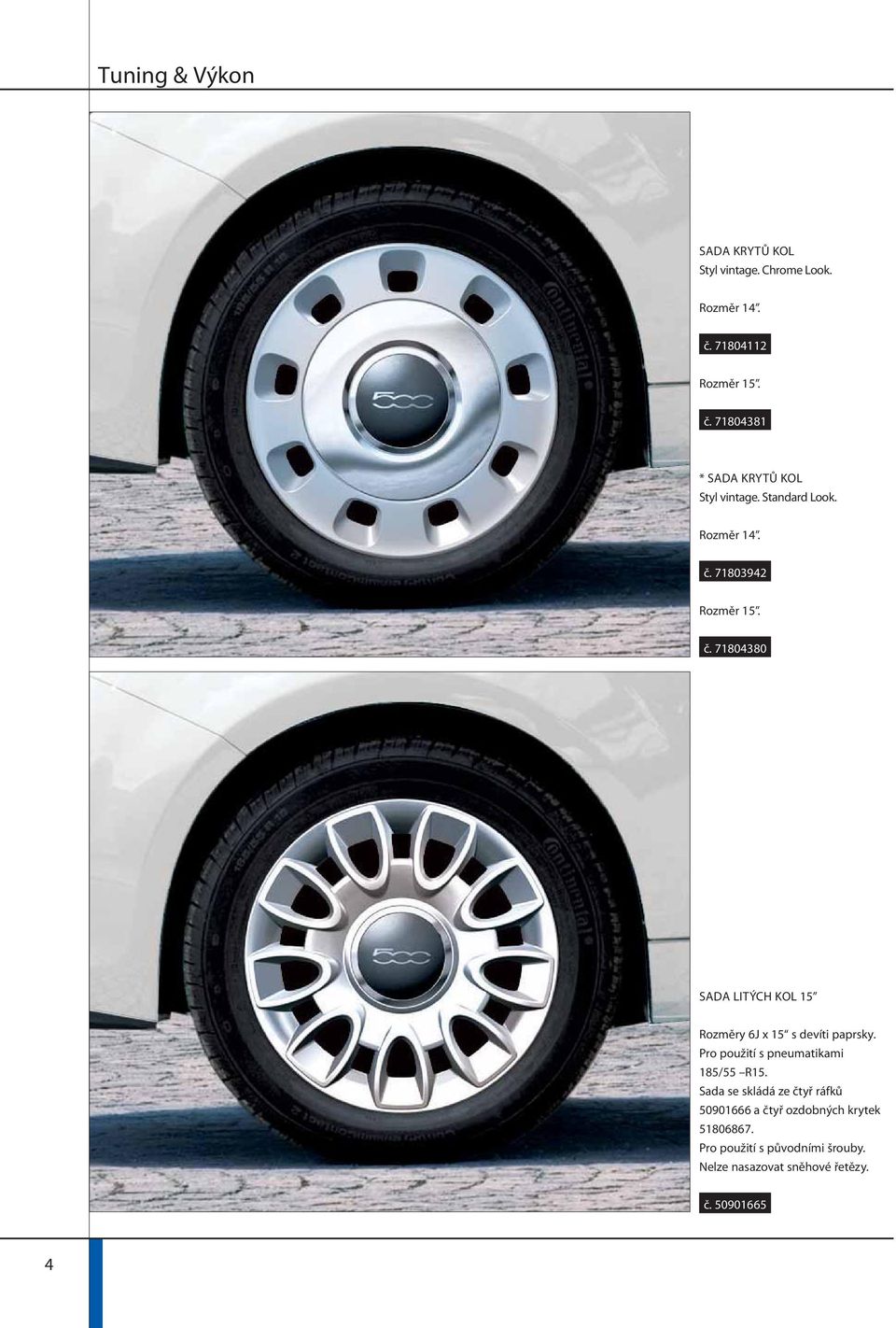 Pro použití s pneumatikami 185/55 R15.