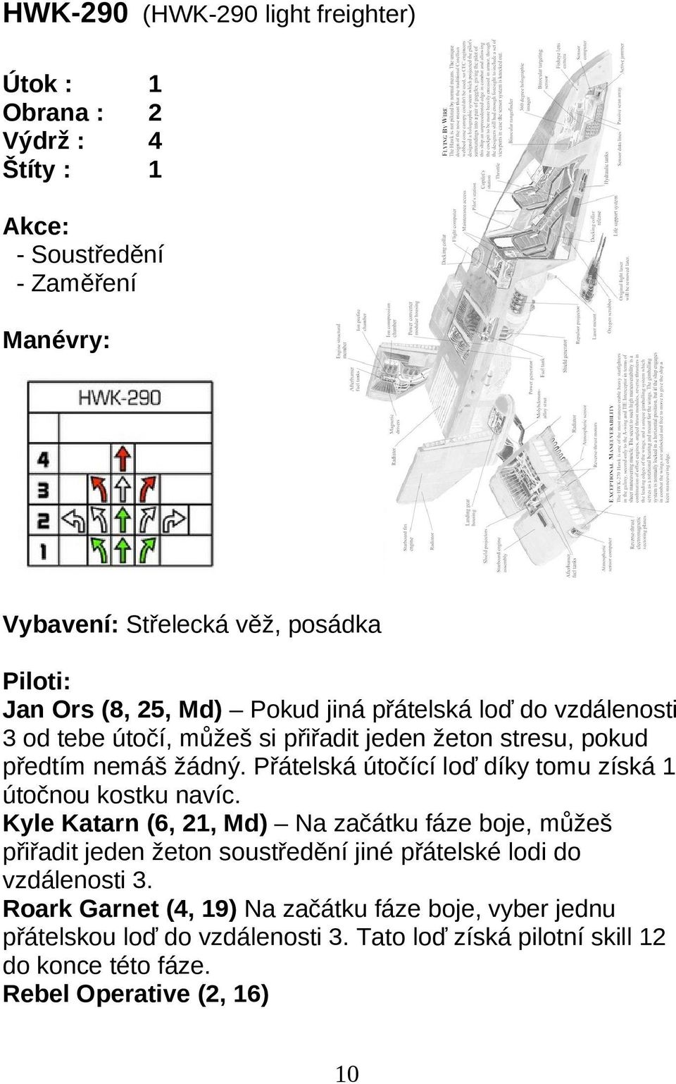 Kyle Katarn (6, 1, Md) Na začátku fáze boje, můžeš přiřadit jeden žeton soustředění jiné přátelské lodi do vzdálenosti.