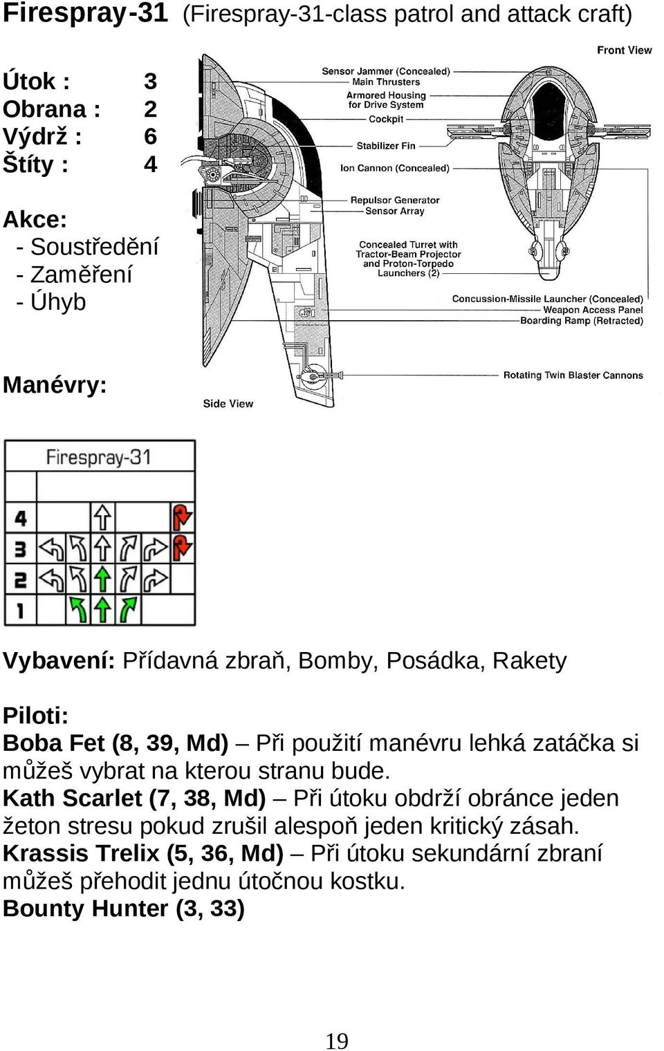 Kath Scarlet (7, 8, Md) Při útoku obdrží obránce jeden žeton stresu pokud zrušil alespoň jeden kritický