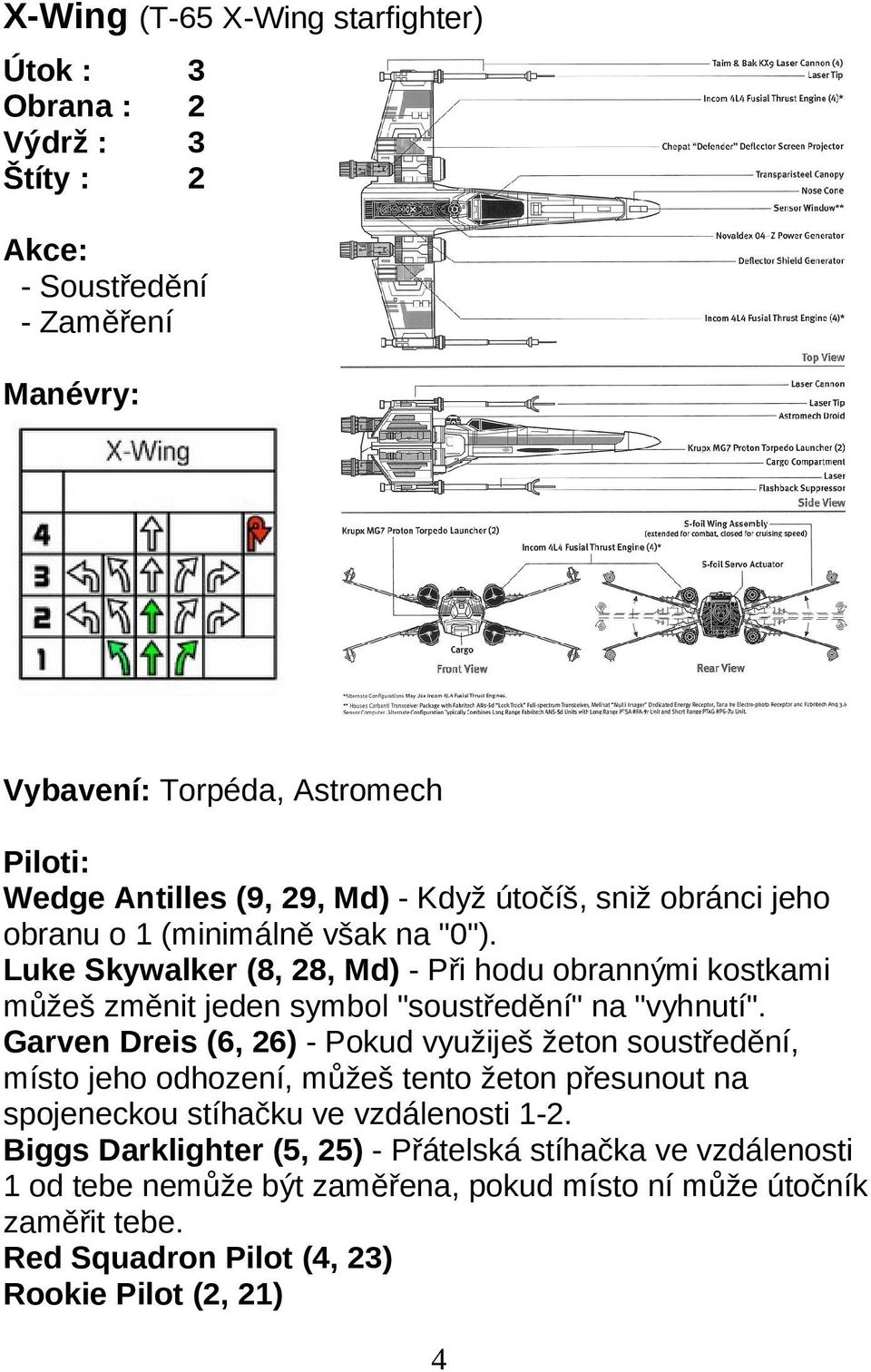 Garven Dreis (6, 6) - Pokud využiješ žeton soustředění, místo jeho odhození, můžeš tento žeton přesunout na spojeneckou stíhačku ve vzdálenosti 1-.