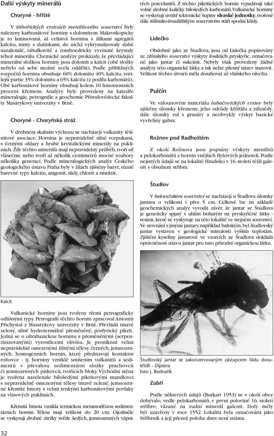 minerálu. Chemické anal zy prokázaly, Ïe pfievládající minerální sloïkou horniny jsou dolomit a kalcit (obû sloïky nebylo od sebe moïné zcela oddûlit).