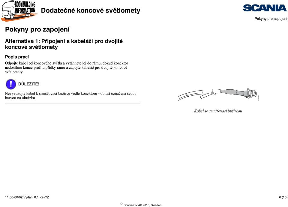 kabeláž pro dvojité koncové světlomety. DŮLEŽITÉ!