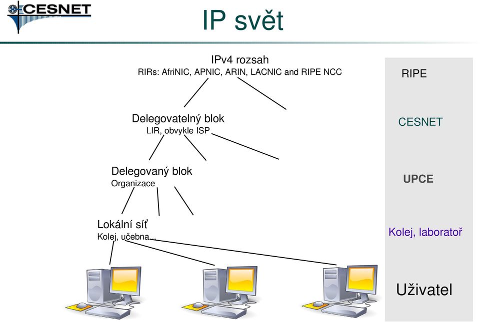 obvykle ISP Delegovaný blok Organizace Lokální síť