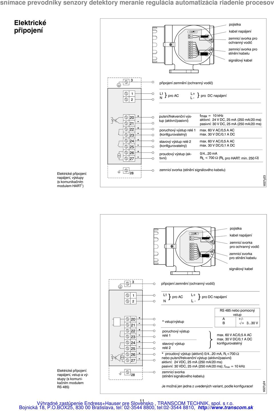 ma/20 ms) pasivní: 30 V DC, 25 ma (250 ma/20 ms) max. 60 V AC/0,5 A AC max. 30 V DC/0,1 A DC max. 60 V AC/0,5 A AC max. 30 V DC/0,1 A DC 0/4...20 ma RL < 700 Ω (RL pro HART: min.