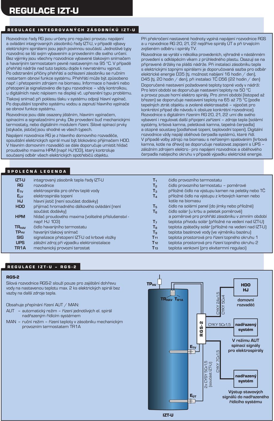 Bez výjimky jsou všechny rozvodnice vybavené tlakovým snímačem a havarijním termostatem pevně nastaveným na 95 C. V případě přehřátí nádrže nad tuto teplotu dojde k nevratnému vypnutí.