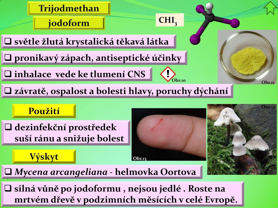 11 Použití Obr.12 dezinfekční prostředek suší ránu a snižuje bolest Výskyt Obr.