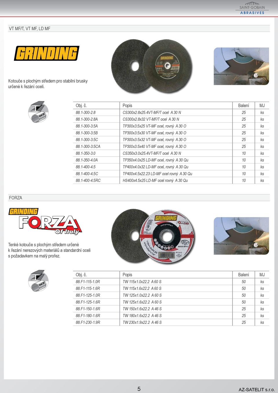 5x40 VT-MF ocel, rovný A 30 O 25 ks 88.1-350-3.0 CS350x3.0x25.4VT-MF/T ocel A 30 N 10 ks 88.1-350-4.0A TP350x4.0x25 LD-MF ocel, rovný A 30 Qu 10 ks 88.1-400-4.5 TP400x4.