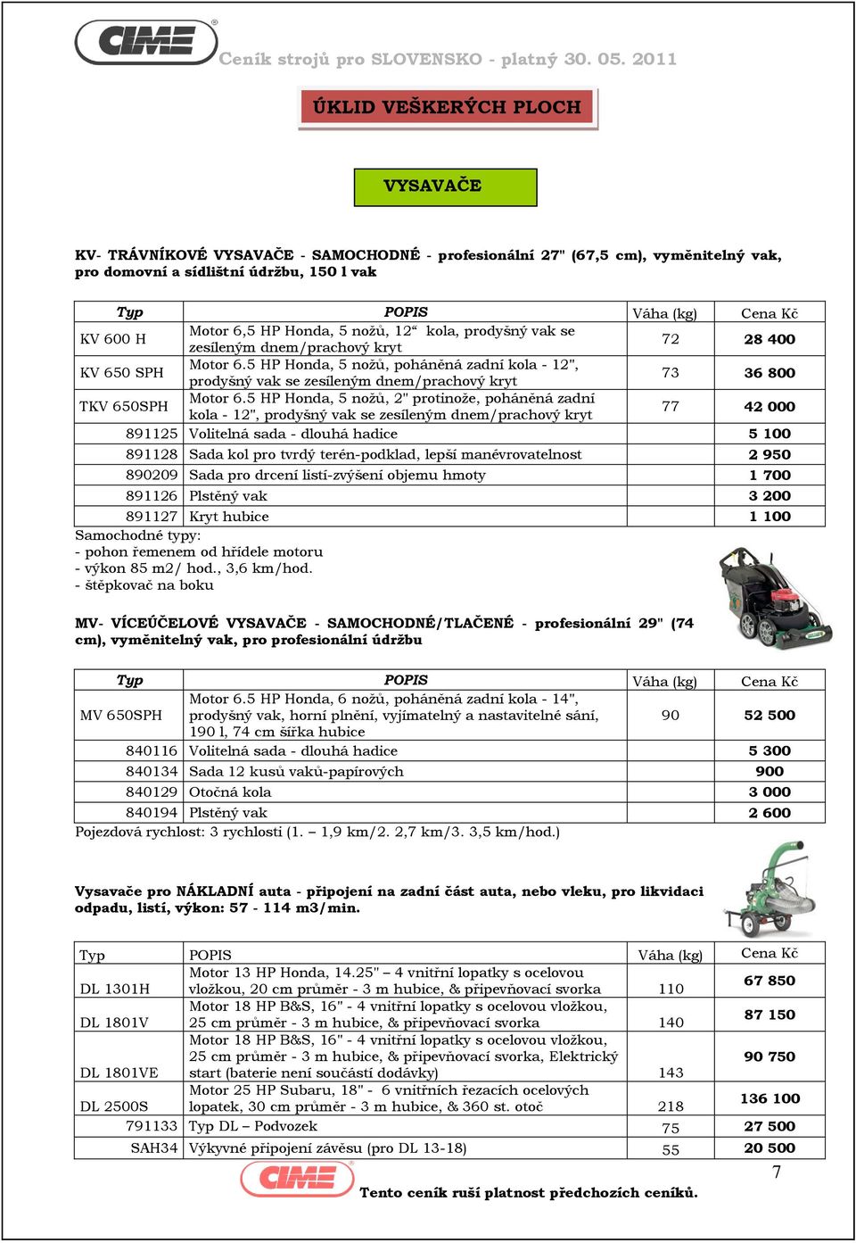 5 HP Honda, 5 noţů, poháněná zadní kola - 12", prodyšný vak se zesíleným dnem/prachový kryt 73 36 800 TKV 650SPH Motor 6.