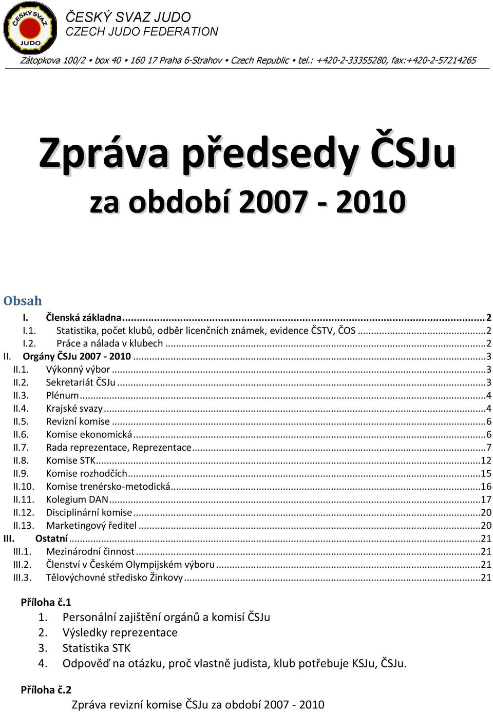 .. 3 II.3. Plénum... 4 II.4. Krajské svazy... 4 II.5. Revizní kmise... 6 II.6. Kmise eknmická... 6 II.7. Rada reprezentace, Reprezentace... 7 II.8. Kmise STK... 12 II.9. Kmise rzhdčích... 15 II.10.