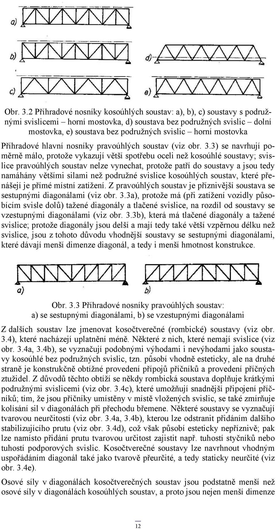 mostovka Příhradové hlavní nosníky pravoúhlých soustav (viz obr. 3.