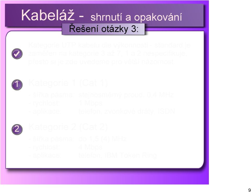 1 2 Kategorie 1 (Cat 1) šířka pásma: stejnosměrný proud, 0,4 MHz rychlost: 1 Mbps aplikace: