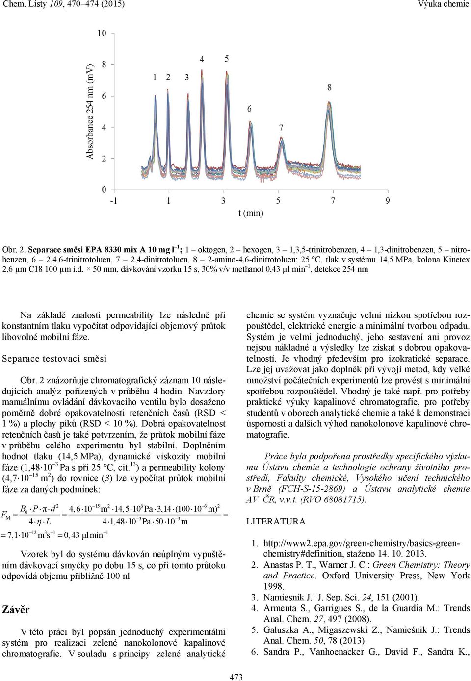 25 C, tlak v systému 14,5 MPa, kolona Kinetex 2,6 µm C18 100 µm i.d.