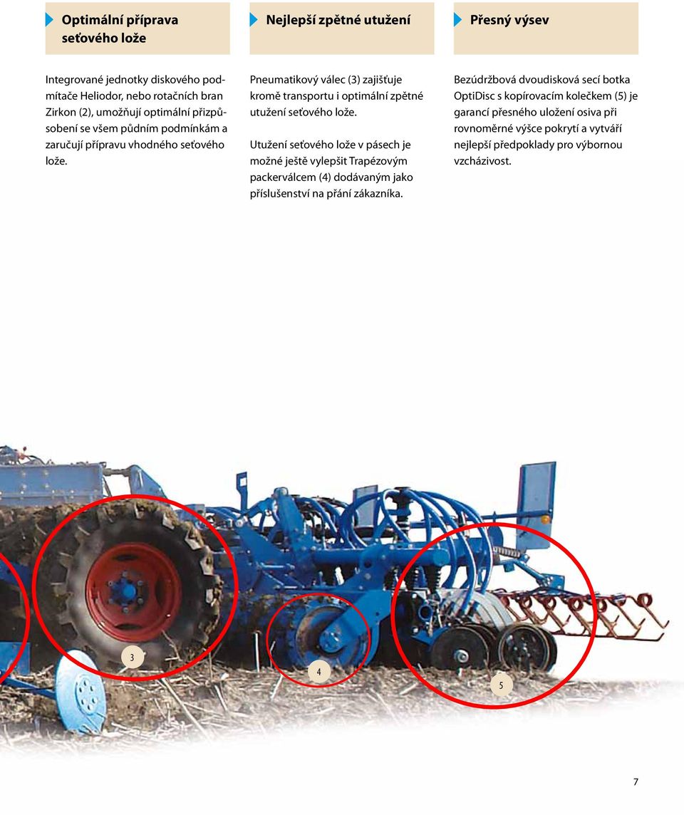 Pneumatikový válec (3) zajišťuje kromě transportu i optimální zpětné utužení seťového lože.