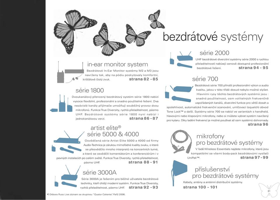 Dva nezávislé kanály přijímače umožňují souběžný provoz dvou mikrofonů. Funkce True Diversity, rychlá přeladitelnost, pásmo UHF. Bezdrátové systémy série 1800 nyní nabízí i jednokanálovou verzi.