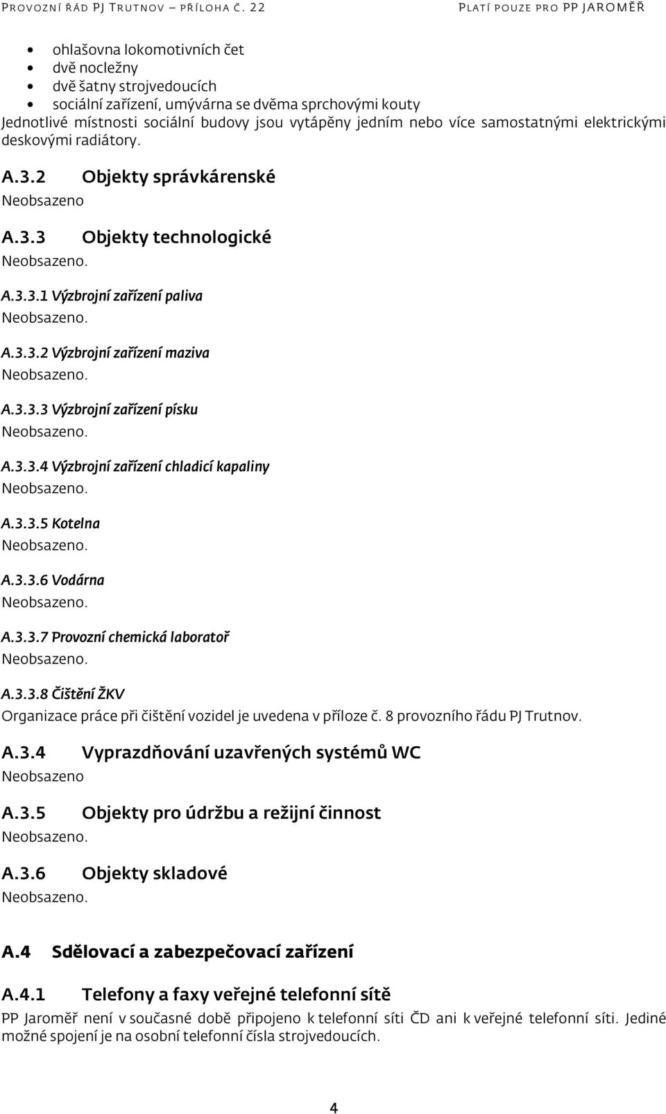 3.3.4 Výzbrojní zařízení chladicí kapaliny A.3.3.5 Kotelna A.3.3.6 Vodárna A.3.3.7 Provozní chemická laboratoř A.3.3.8 Čištění ŽKV Organizace práce při čištění vozidel je uvedena v příloze č.