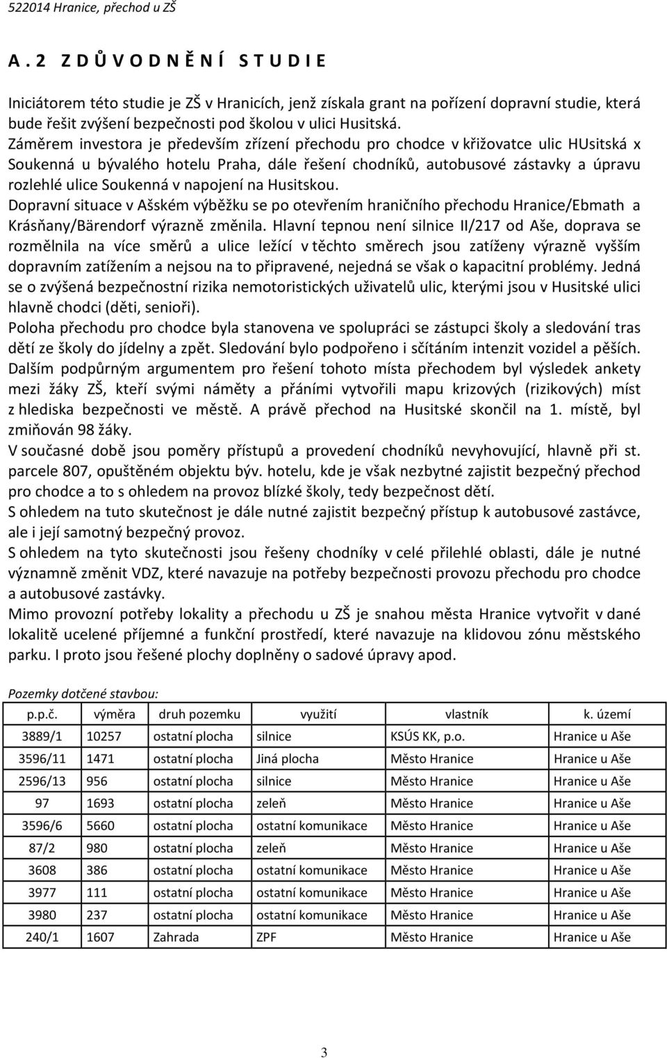 napojení na Husitskou. Dopravní situace v Ašském výběžku se po otevřením hraničního přechodu Hranice/Ebmath a Krásňany/Bärendorf výrazně změnila.