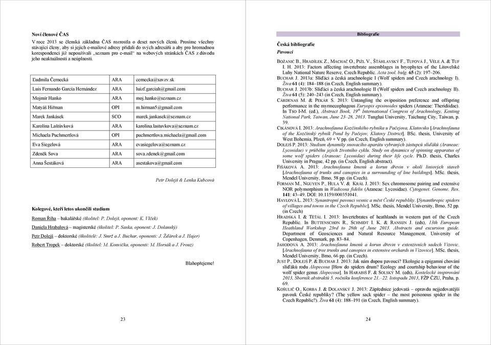 neaktuálnosti a neúplnosti. Ľudmila Černecká ARA cernecka@savzv.sk Luis Fernando García Hernández ARA luizf.garciah@gmail.com Mojmír Hanko ARA moj.hanko@seznam.cz Matyáš Hiřman OPI m.hirman5@gmail.