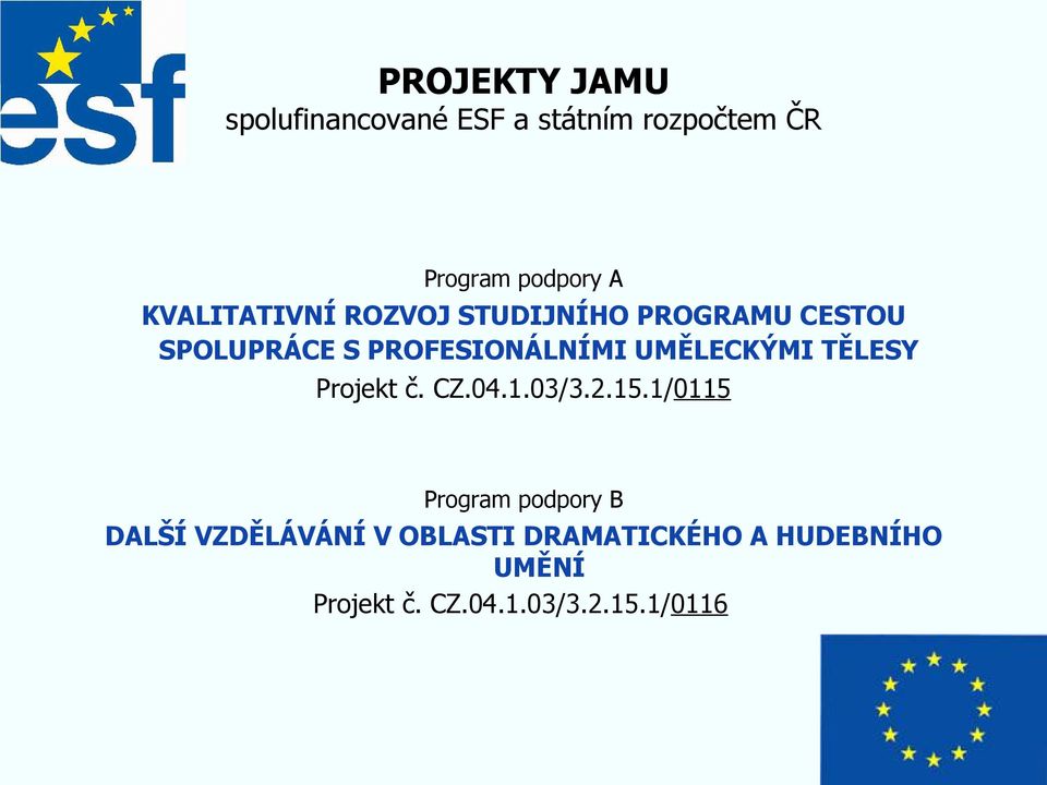 UMĚLECKÝMI TĚLESY Projekt č. CZ.04.1.03/3.2.15.