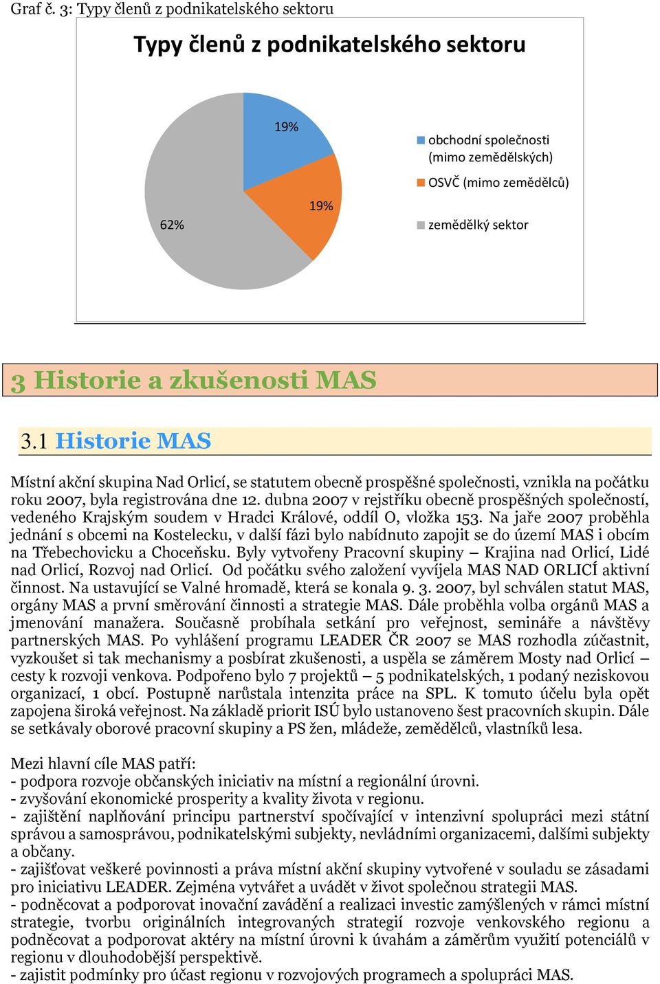 1 Historie MAS Místní akční skupina Nad Orlicí, se statutem obecně prospěšné společnosti, vznikla na počátku roku 2007, byla registrována dne 12.