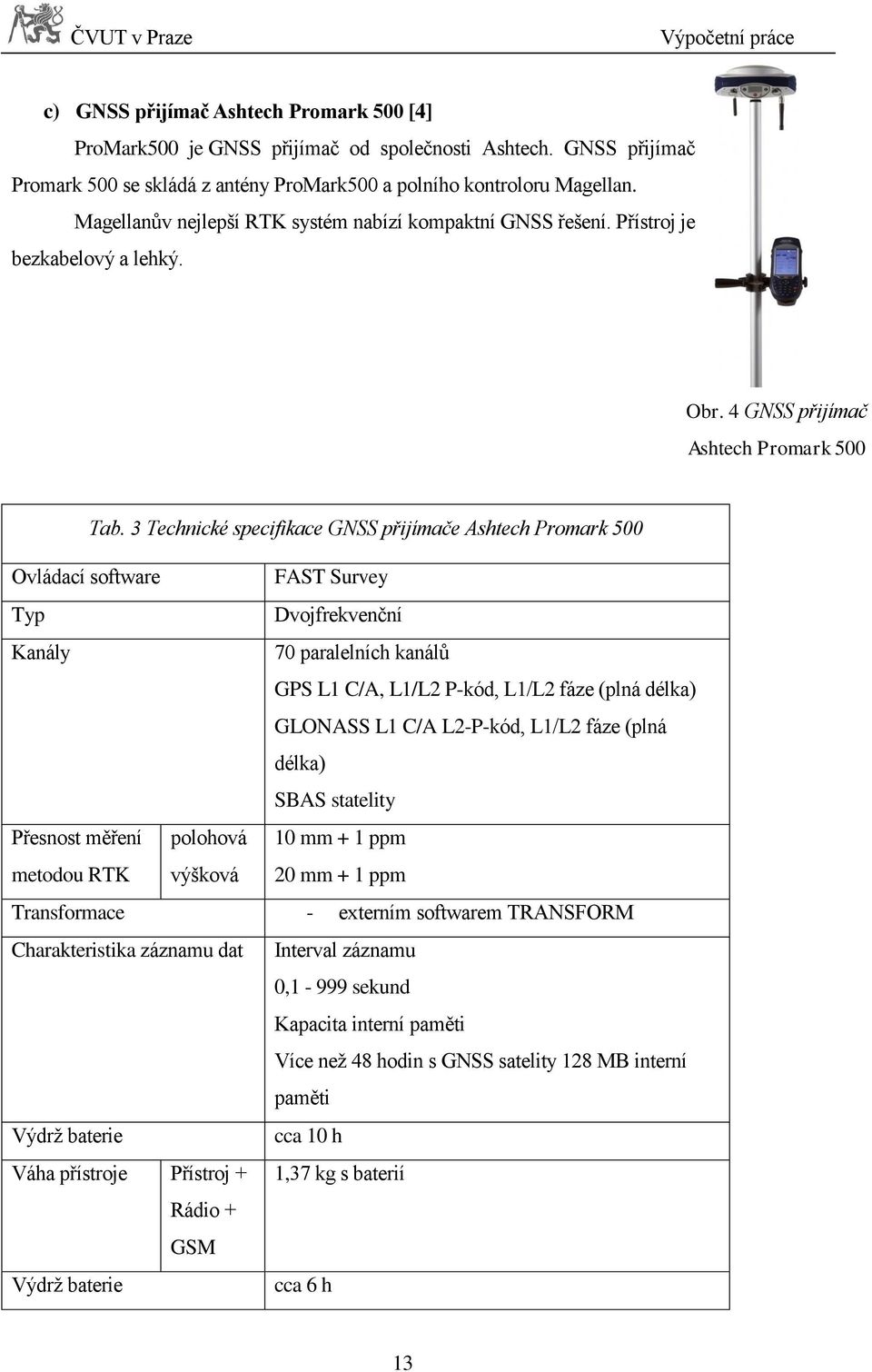 4 GNSS přijímač Ashtech Promark 500 Tab.