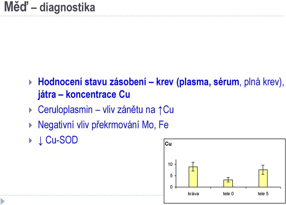 Ceruloplasmin vliv zánětu na Cu Negativní vliv