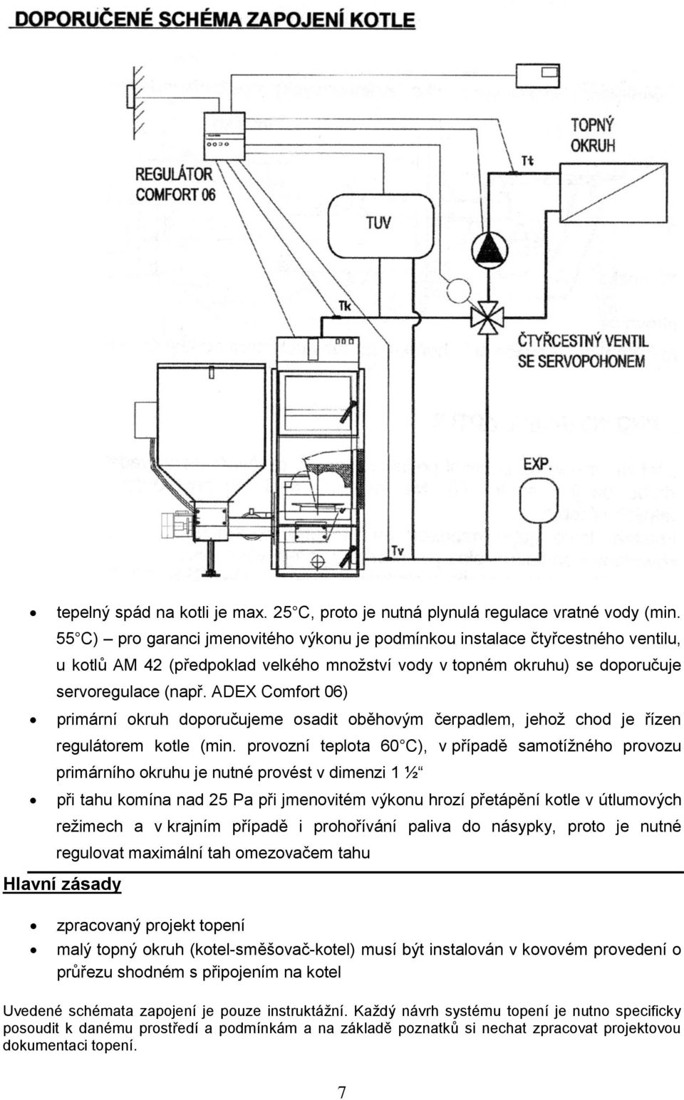ADEX Comfort 06) primární okruh doporučujeme osadit oběhovým čerpadlem, jehož chod je řízen regulátorem kotle (min.