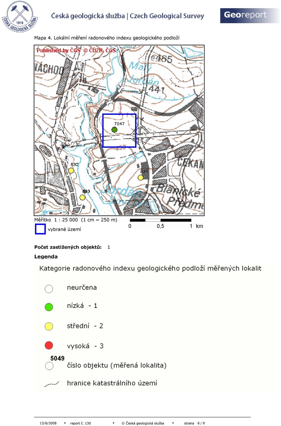 geologického podloží Měřítko 1 : 25