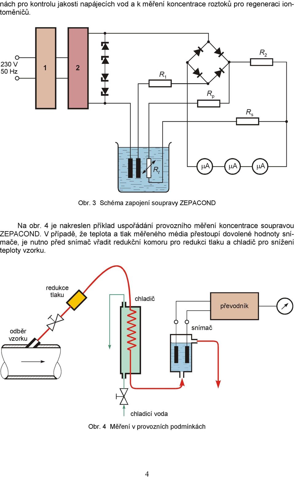 4 je nakreslen příklad uspořádání provozního měření koncentrace soupravou ZEPACOND.