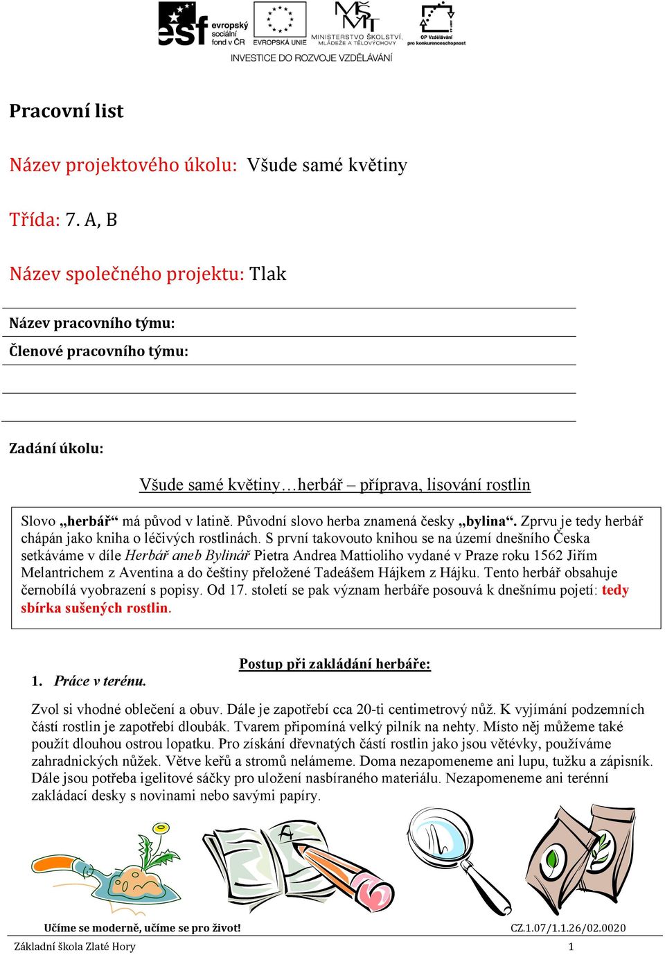 Původní slovo herba znamená česky bylina. Zprvu je tedy herbář chápán jako kniha o léčivých rostlinách.