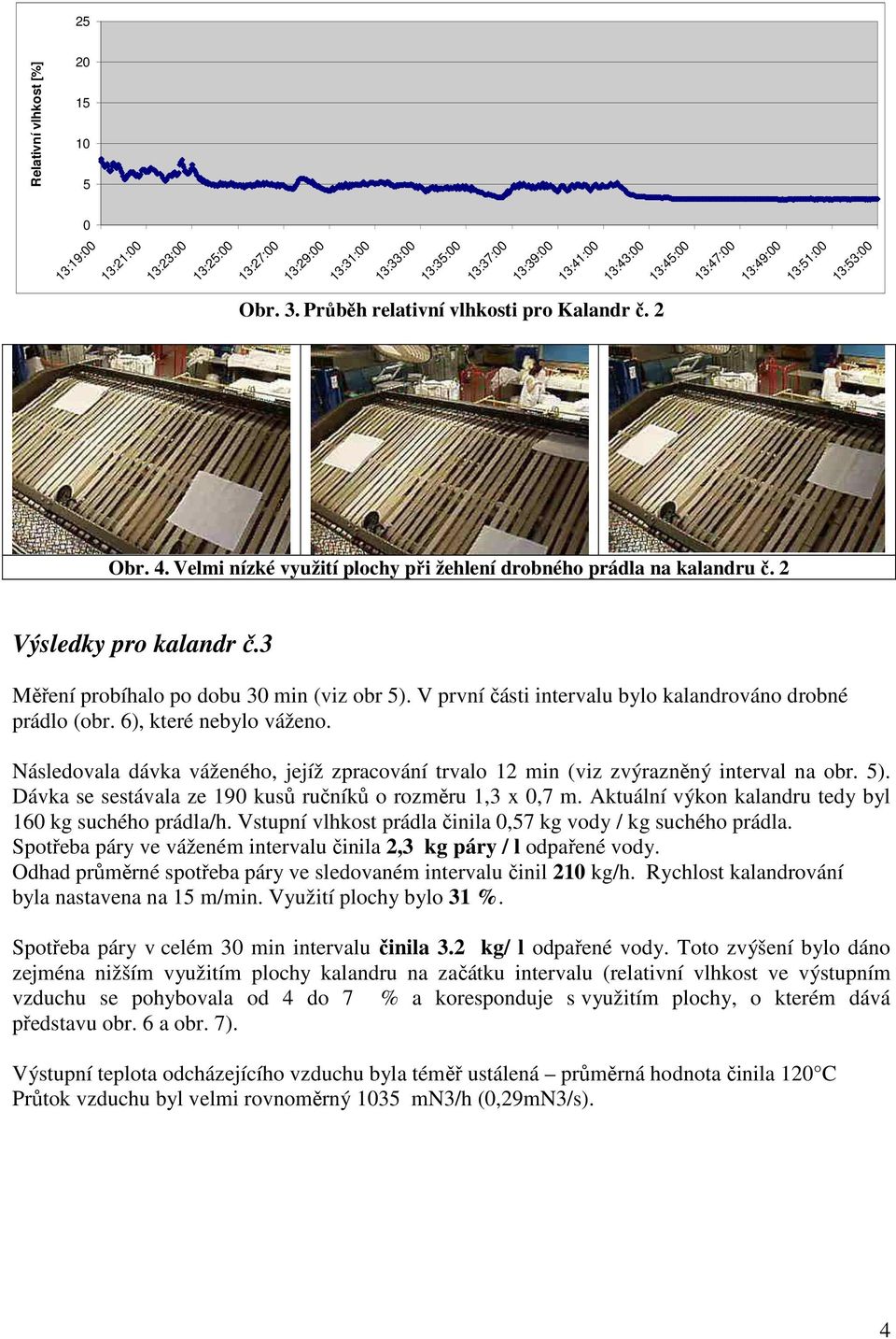 Následovala dávka váženého, jejíž zpracování trvalo min (viz zvýrazněný interval na obr. ). Dávka se sestávala ze 9 kusů ručníků o rozměru, x,7 m.