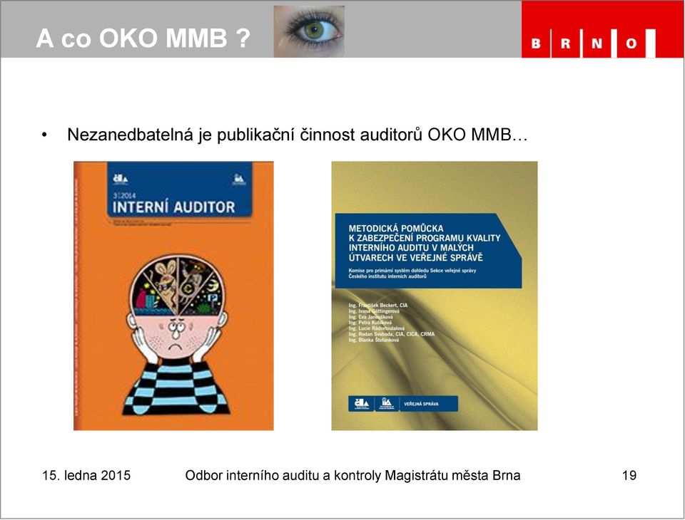 činnost auditorů OKO MMB 15.
