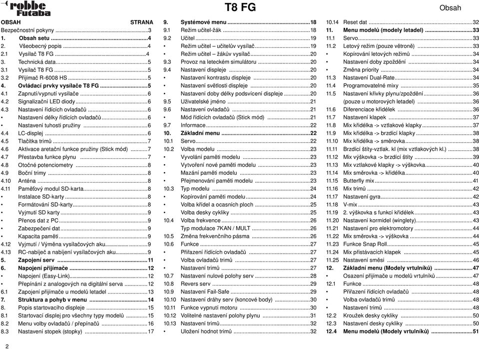 6 Aktivace aretační funkce pružiny (Stick mód)...7 4.7 Přestavba funkce plynu...7 4.8 Otočné potenciometry...8 4.9 Boční trimy...8 4.10 Anténa...8 4.11 Paměťový modul SD-karta...8 Instalace SD-karty.