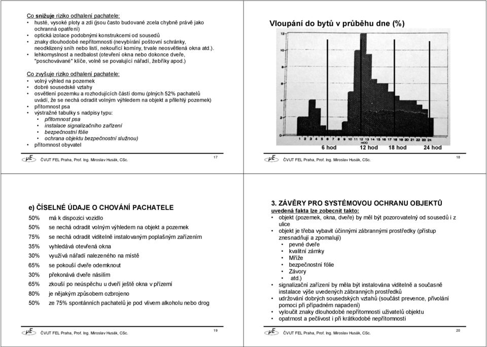 lehkomyslnost a nedbalost (otevření okna nebo dokonce dveře, "poschovávané" klíče, volně se povalující nářadí, žebříky apod.