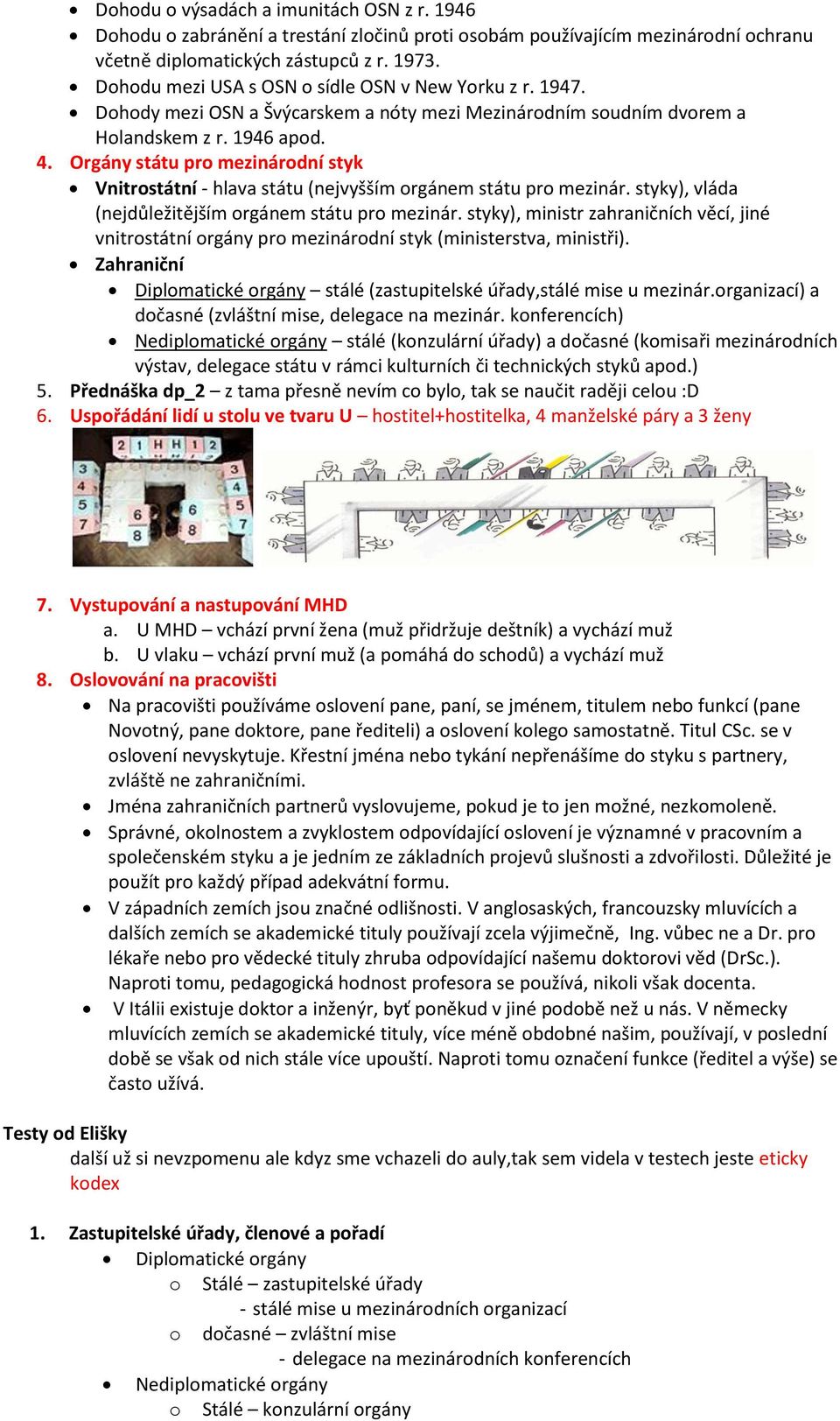 Orgány státu pro mezinárodní styk Vnitrostátní - hlava státu (nejvyšším orgánem státu pro mezinár. styky), vláda (nejdůležitějším orgánem státu pro mezinár.