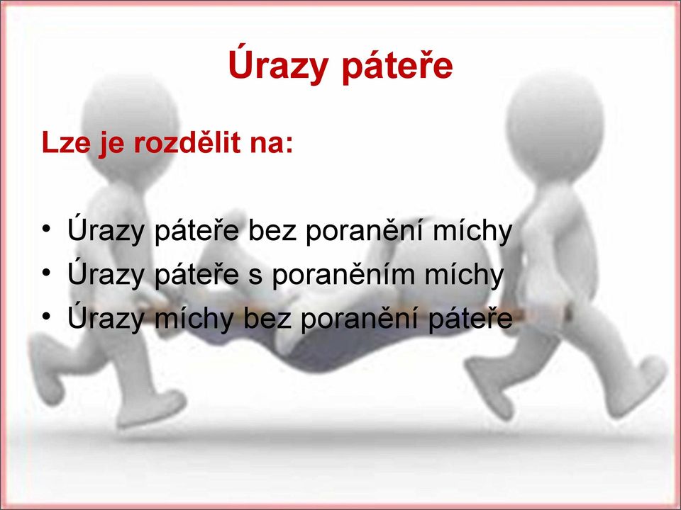 míchy Úrazy páteře s poraněním