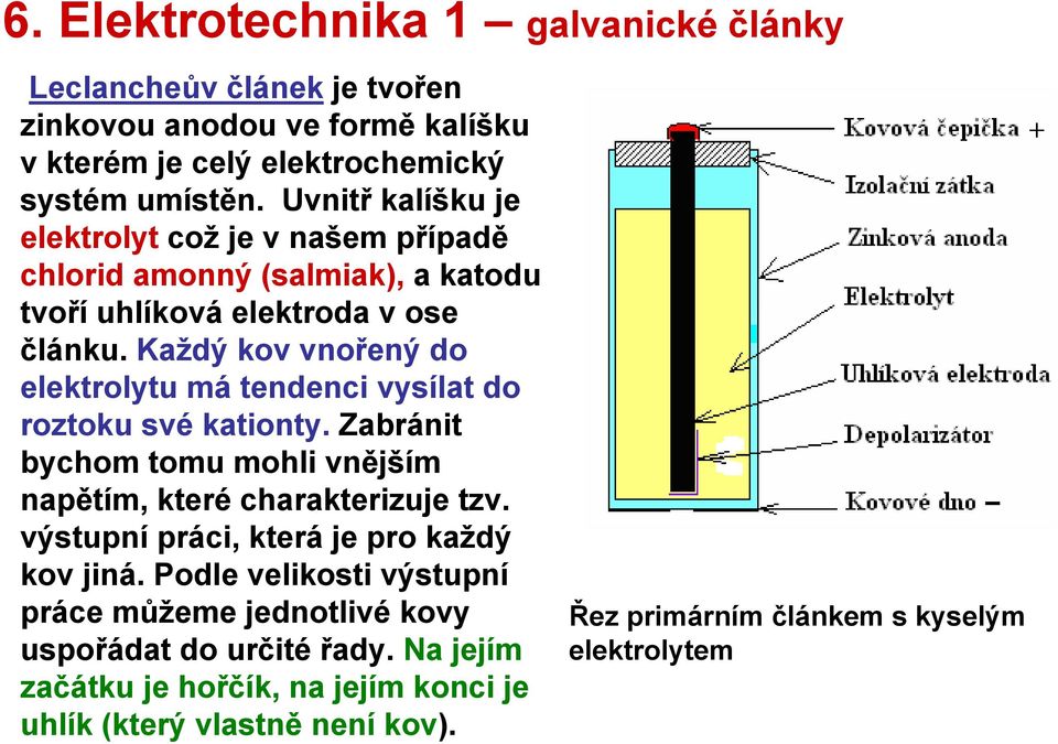 Každý kov vnořený do elektrolytu má tendenci vysílat do roztoku své kationty. Zabránit bychom tomu mohli vnějším napětím, které charakterizuje tzv.