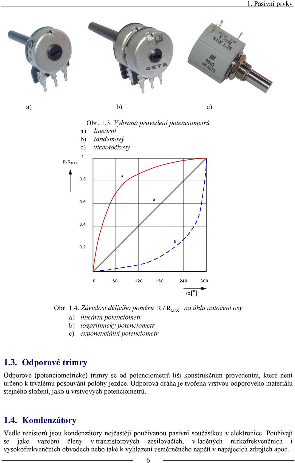 Odporová dráha je tvořena vrstvou odporového materiálu stejného sloţení, jako u vrstvových potenciometrů. 1.4.