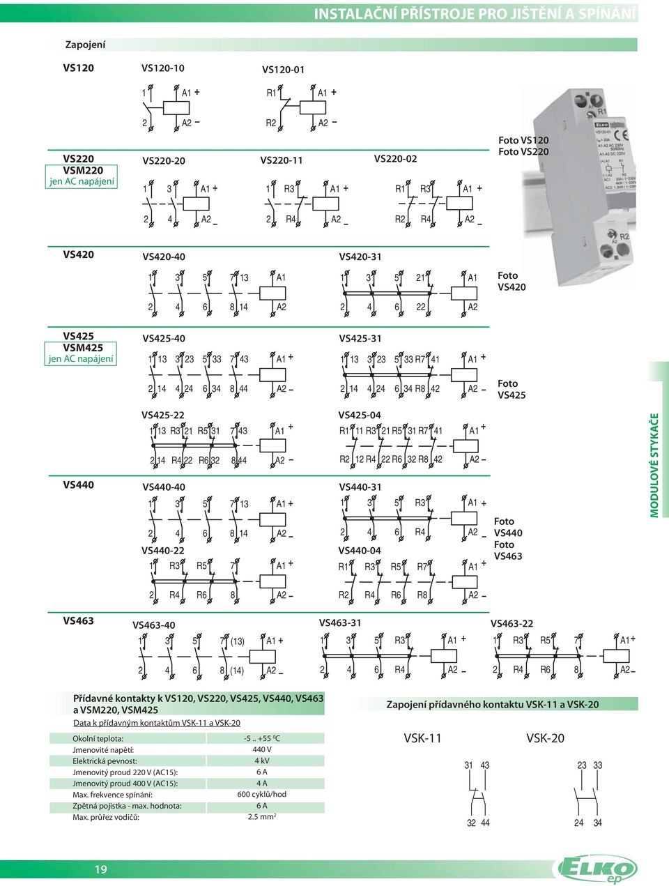 () A + VS6 R A + VS6 R R A+ 6 8 () A 6 R A R R6 8 A Přídavné kontakty k VS0, VS0, VS, VS0, VS6 a VSM0, VSM Data k přídavným kontaktům VSK a VSK0 Okolní teplota: Jmenovité napětí: Elektrická pevnost: