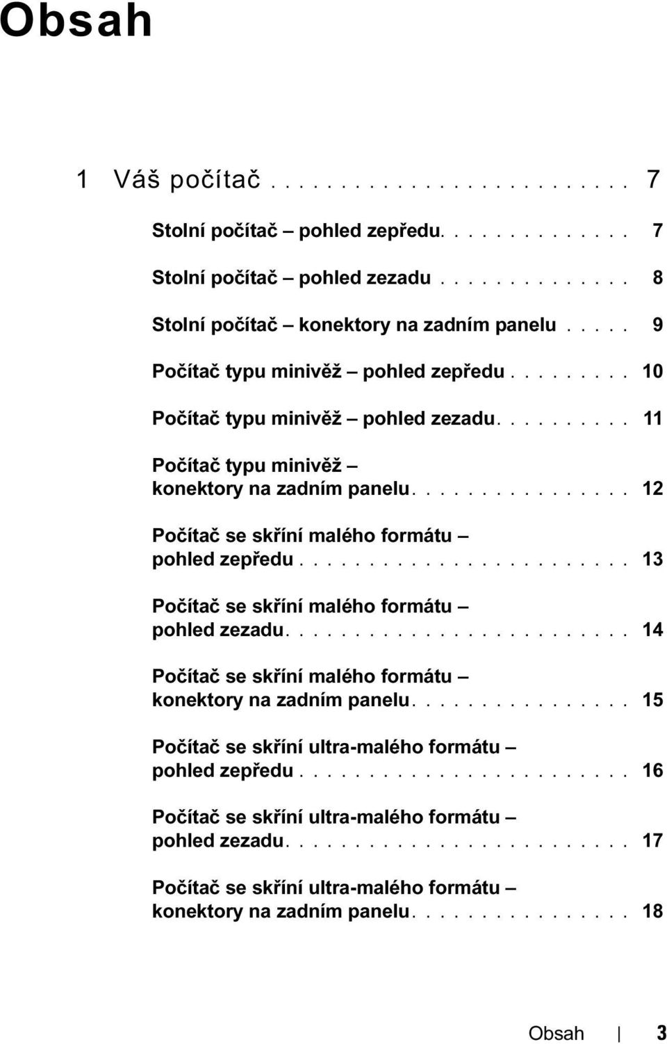 ............... 12 Počítač se skříní malého formátu pohled zepředu........................ 13 Počítač se skříní malého formátu pohled zezadu.