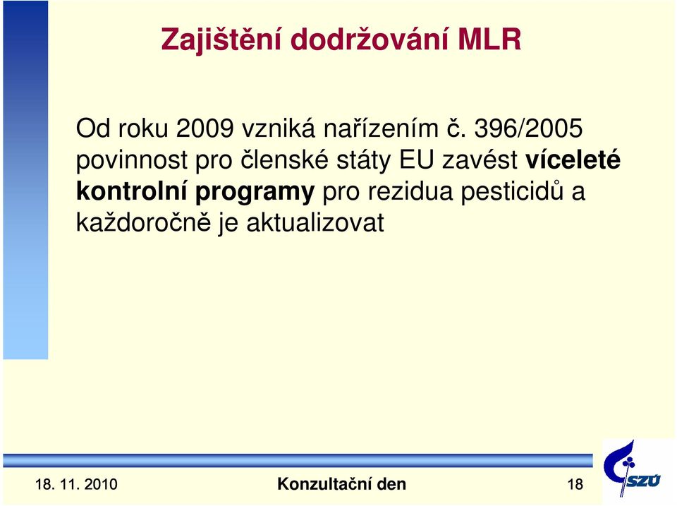 396/2005 povinnost pro členské státy EU zavést